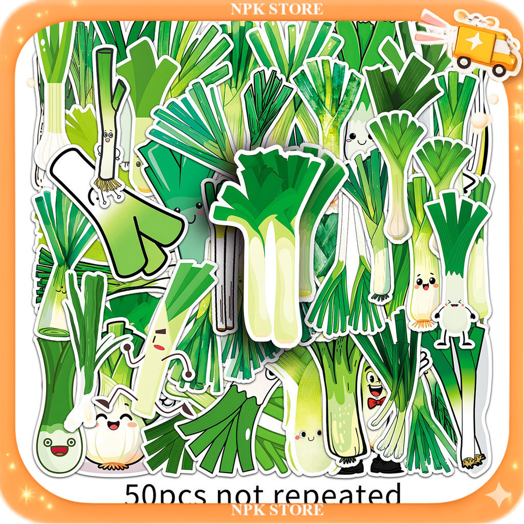 🔥🇹🇭พร้อมส่ง🇹🇭🔥 50แบบ Sticker ต้นหอม การ์ตูน spring green onion scallion Vegetable Food Plant Cartoon