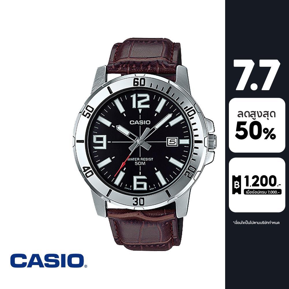 CASIO นาฬิกาข้อมือ CASIO รุ่น MTP-VD01BL-1BVUDF สายหนัง สีดำ