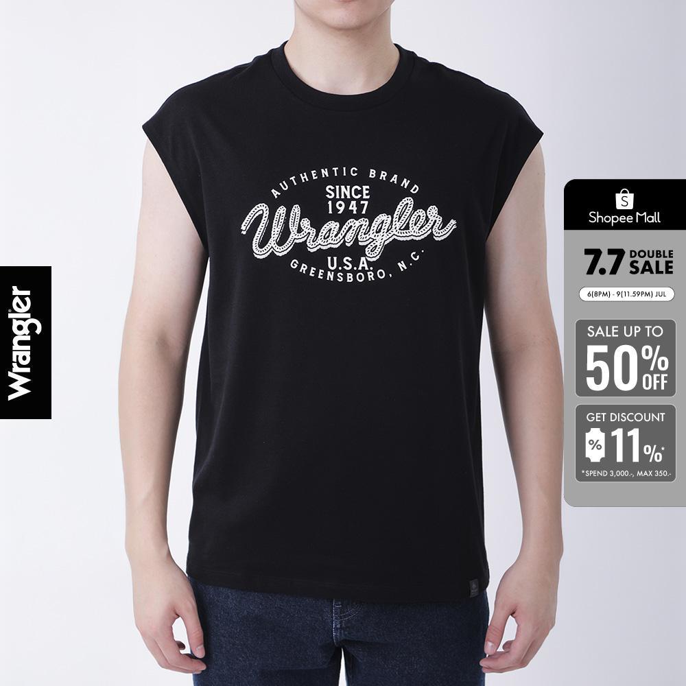 WRANGLER เสื้อยืดแขนกุดผู้ชาย รุ่น WR F425MTSLF20 สีดำ