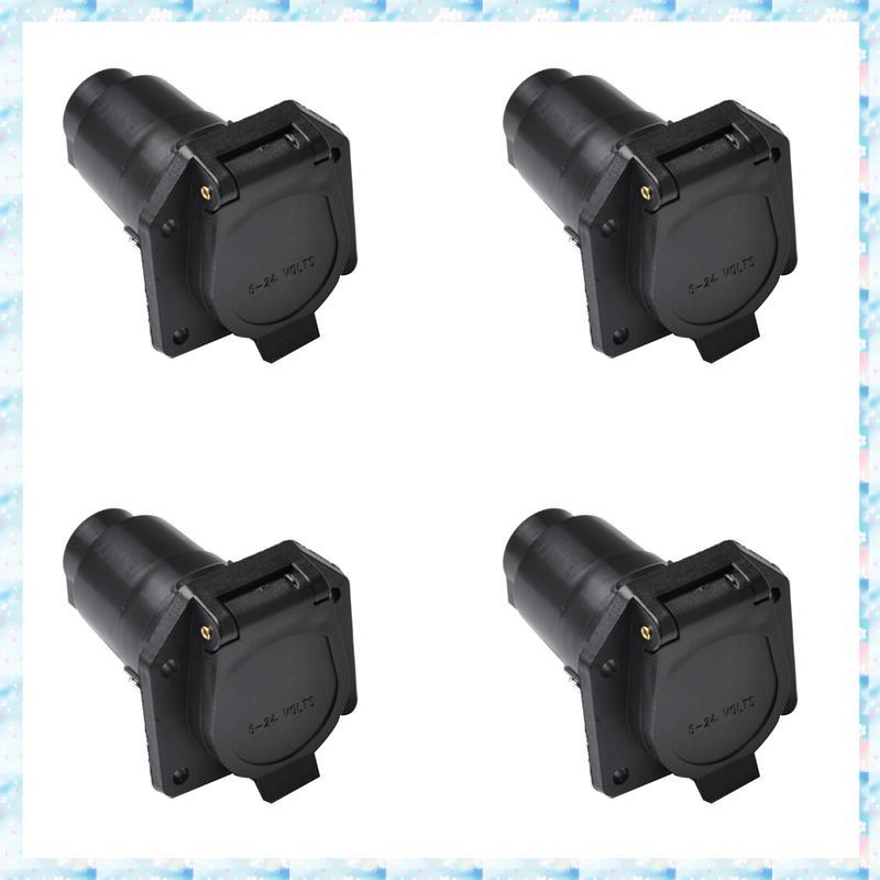 [R QMU] 4X 7 Pin RV Blade Trailer Socket Trailer สายไฟตัวเชื่อมต่อ Heavy Duty 7 Way รถด้านข้าง Trail