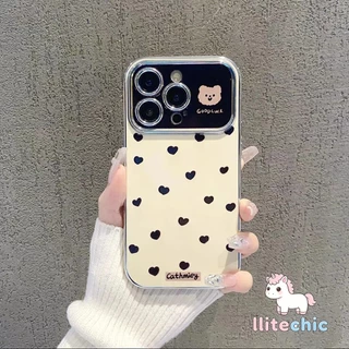 สำหรับ เคสไอโฟน 16 11 IPhone 15 11 13 12 14 Pro Max 15 13 7 8 14 16 Plus X XR XS Max ความรักรักหัวใจยิ้มการ์ตูนหมี เคส