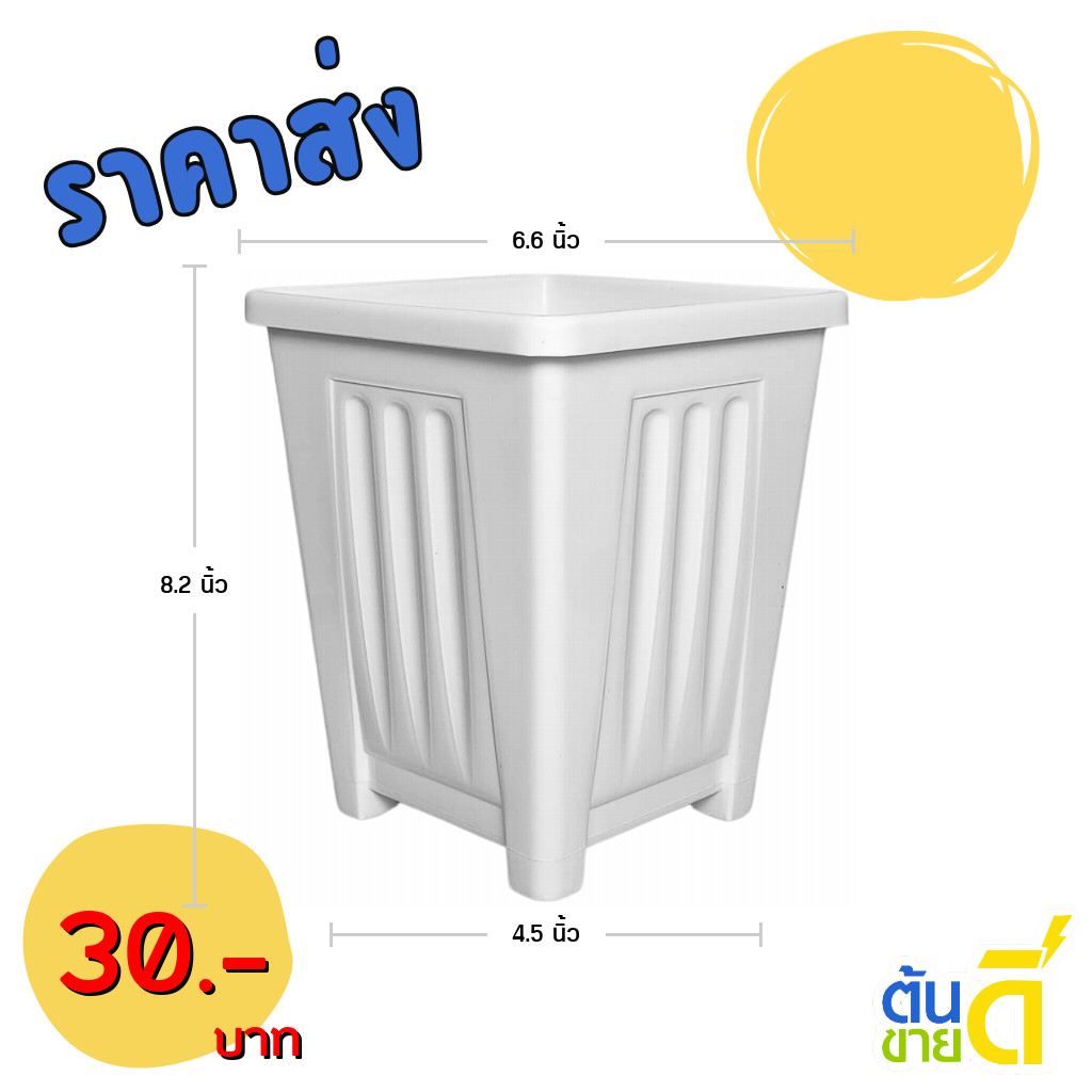 กระถาง กระถางโรมันสี่เหลี่ยม เบอร์ 6 7 6.5 นิ้ว สีดำ ขาว รูปที่ 6