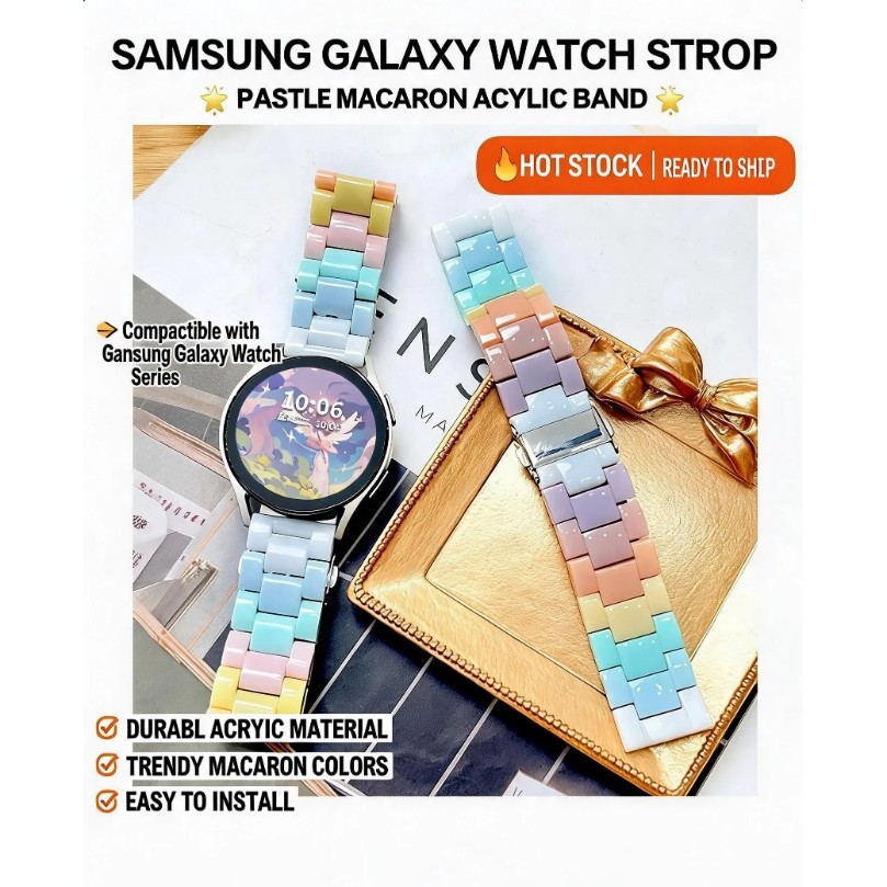 สายอะคริลิคเหมาะสําหรับ Samsung Galaxy watch 9 8Class 9 8 7 6 5 4 Ultra 2 40/44 mm