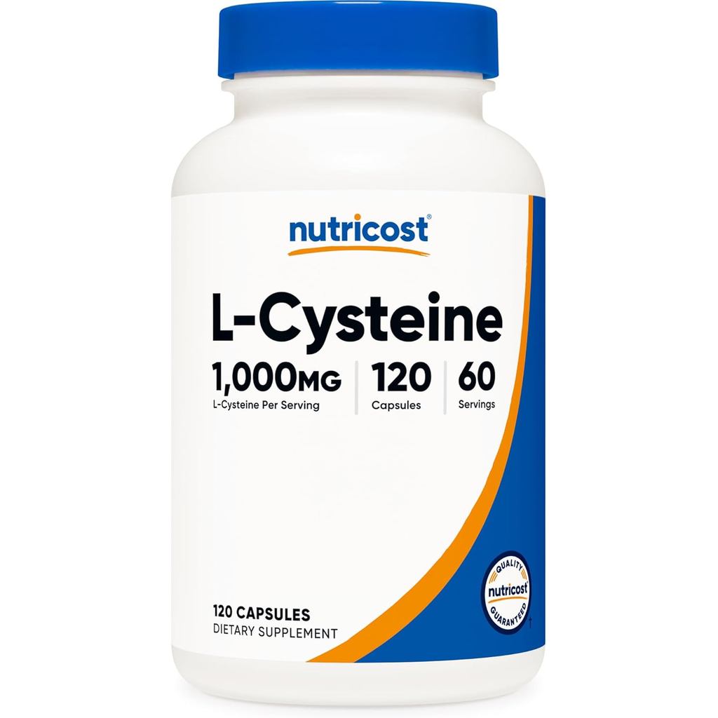 Nutricost L-Cysteine 1000mg, 120 แคปซูล - ไม่ใช่จีเอ็มโอ, อาหารเสริมกลูเตนฟรี, 500mg ต่อแคปซูล
