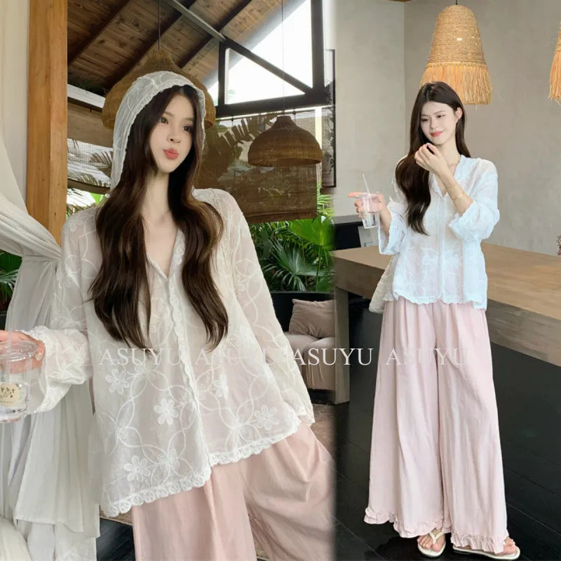 เสื้อเชิ้ตมีฮู้ดลำลองสีพื้นเรียบๆ สำหรับผู้หญิงฤดูร้อนรุ่นใหม่