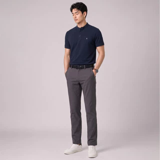 LTD เสื้อโปโลแขนสั้น ผู้ชาย สีน้ำเงิน | Pique polo banded collar | 03634