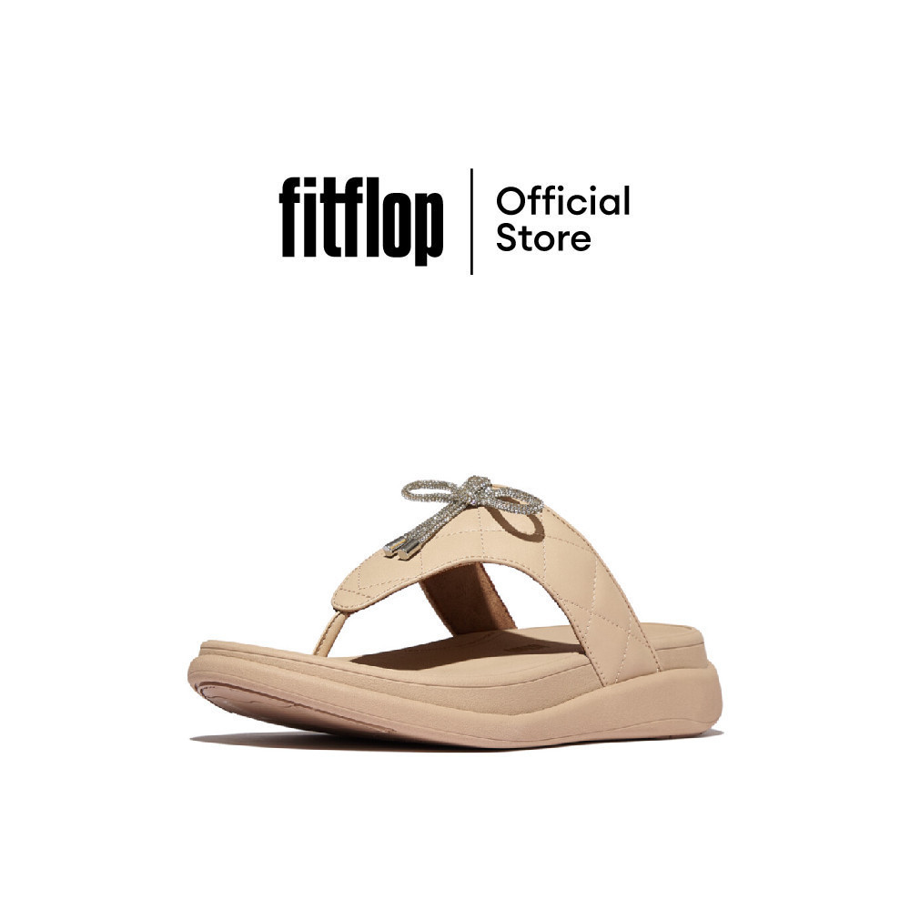 FITFLOP F-MODE GO CRYSTAL-BOW QUILTED รองเท้าแตะแบบหูหนีบผู้หญิง รุ่น E1N-B41 สี BEIGE