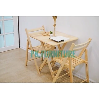 PKFURNITURE เก้าอี้ไม้ยางพารา มัพนักพิง พับได้ ใช้นั่งกินข้าว/นั่งทำงาน ไม่ต้องประกอบกางใช้งา่นได้เลย