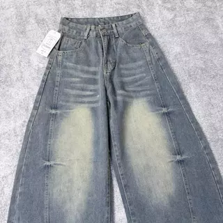 JINJEANS-448 (XS-9XL) Barrel baggy Jeans กางเกงยีนส์ทรงหลวม ทรงบาเรล