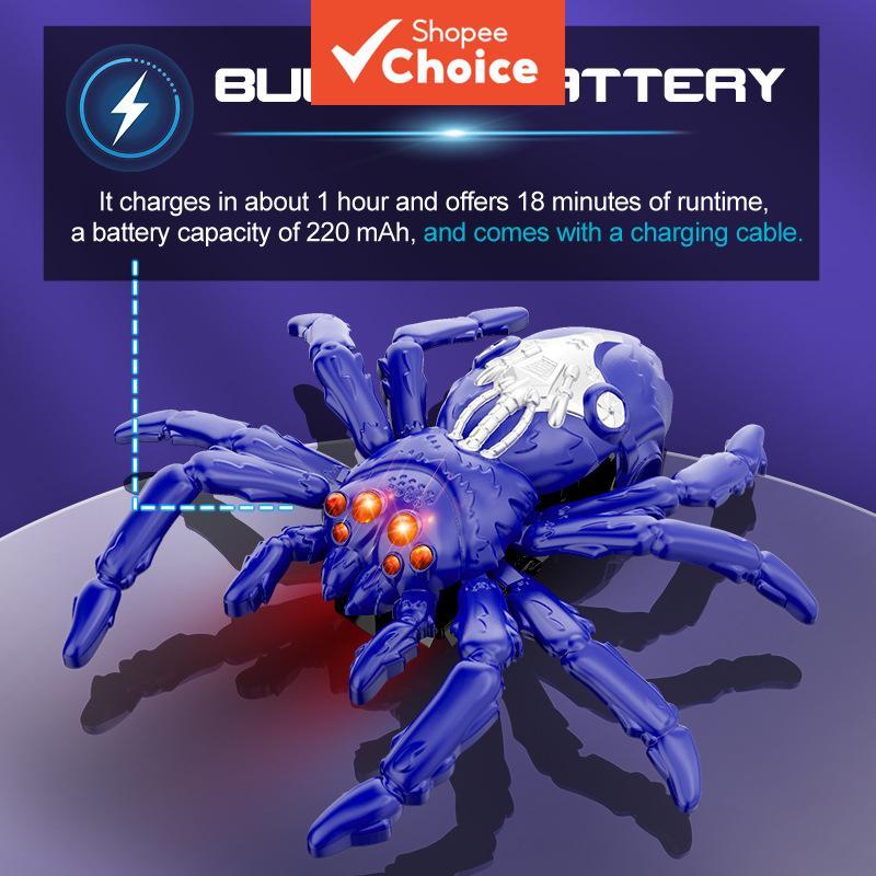 ของเล่นสัตว์บังคับวิทยุติดผนัง RC Wall Climbing Spider กิ้งก่าตุ๊กแกไฟฟ้า หมุน 360° พร้อมไฟ LED ของขวัญแปลกใหม่สําหรับเด็ก