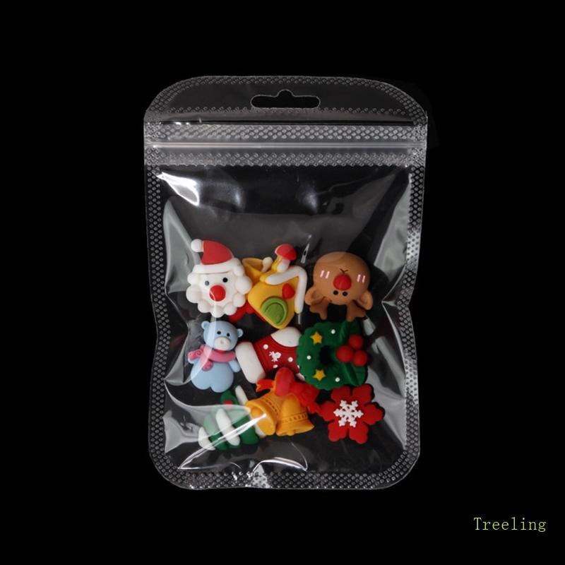 Treeling Flatback เรซิ่นคริสต์มาส 3D Nail Art Charms Kwaii Snowflake ถุงเท้าตกแต่งเล็บ