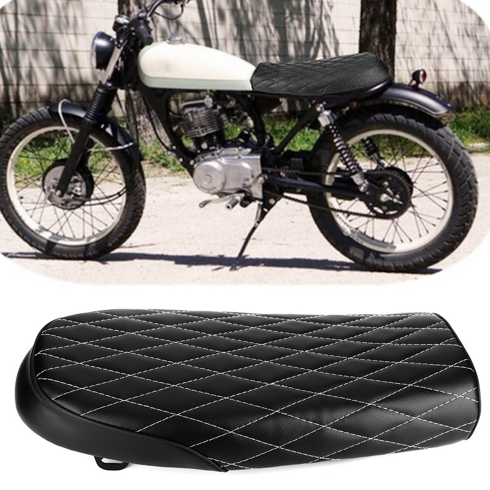Thooth รถจักรยานยนต์แบนเบาะ PU หนังอาน Vintage Cafe Racer ที่นั่งสําหรับ CG125 GN CG CB400SS (สีน้ํา