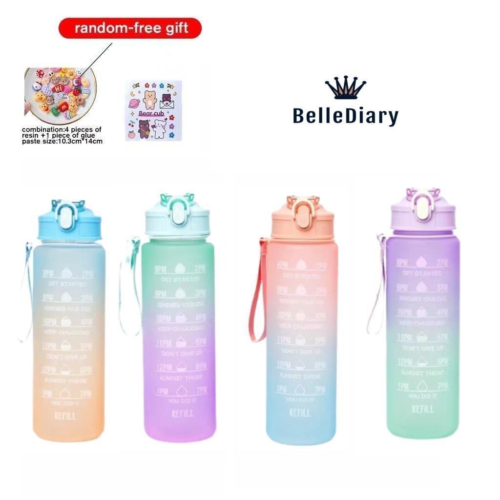 ขวดน้ํากีฬากลางแจ้ง Frosted ขวดน้ํา 800ml ฟรีสติกเกอร์ 3D HUCU