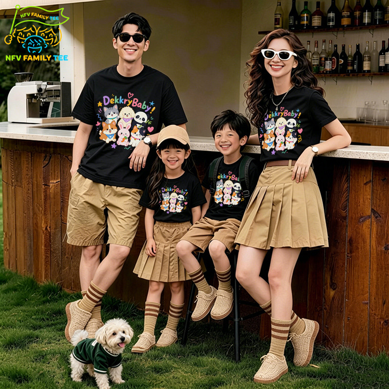 [จัดส่งตลอด 24 ชั่วโมง]ชุดครอบครัว 🐱COD NFV Family Tee ลายกลุ่มสัตว์การ์ตูนหลายตัว เบาเย็น สะดวกสบาย