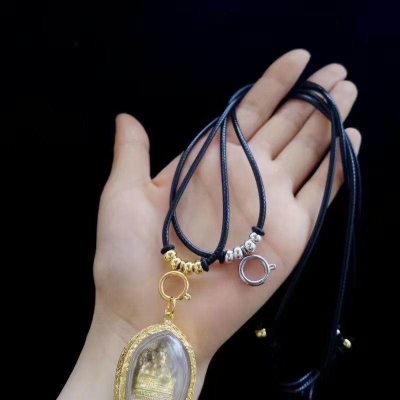 T Thailand Amulet Chain Wax Leather Rope Amulet Necklace Universal Buckle Pendant Chain Thangka Pend