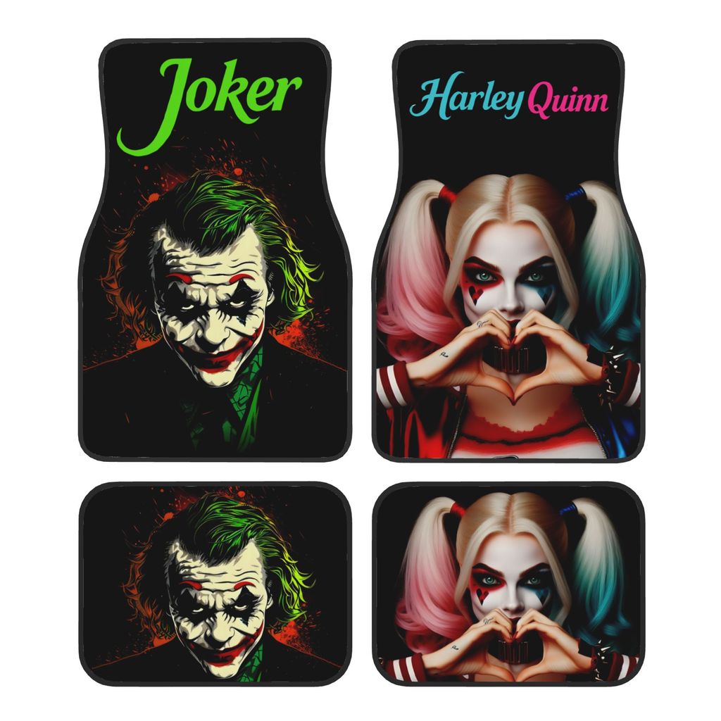 พรมรถยนต์ Warner Brothers Suicide Squad-Joker, ชุด 4 ชิ้น, ประเภทสากล, กันลื่น, เหมาะสําหรับอุปกรณ์เ