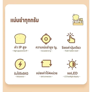 เครื่องชั่งในครัว ปรับได้4หน่วย แบบดิจิตอล จอLED 5kg/1g แม่นยำถึง1g แถมถ่าน2ก้อน ทนทาน