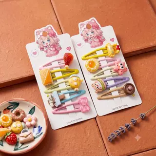 S0325 แผง 5 ชิ้น กิ๊บติดผม กิ๊บเป๊าะแป๊ะ การ์ตูนเรซิ่น คละสี/ลาย น่ารัก สไตล์เกาหลี แต่งผม กิ๊บเด็ก