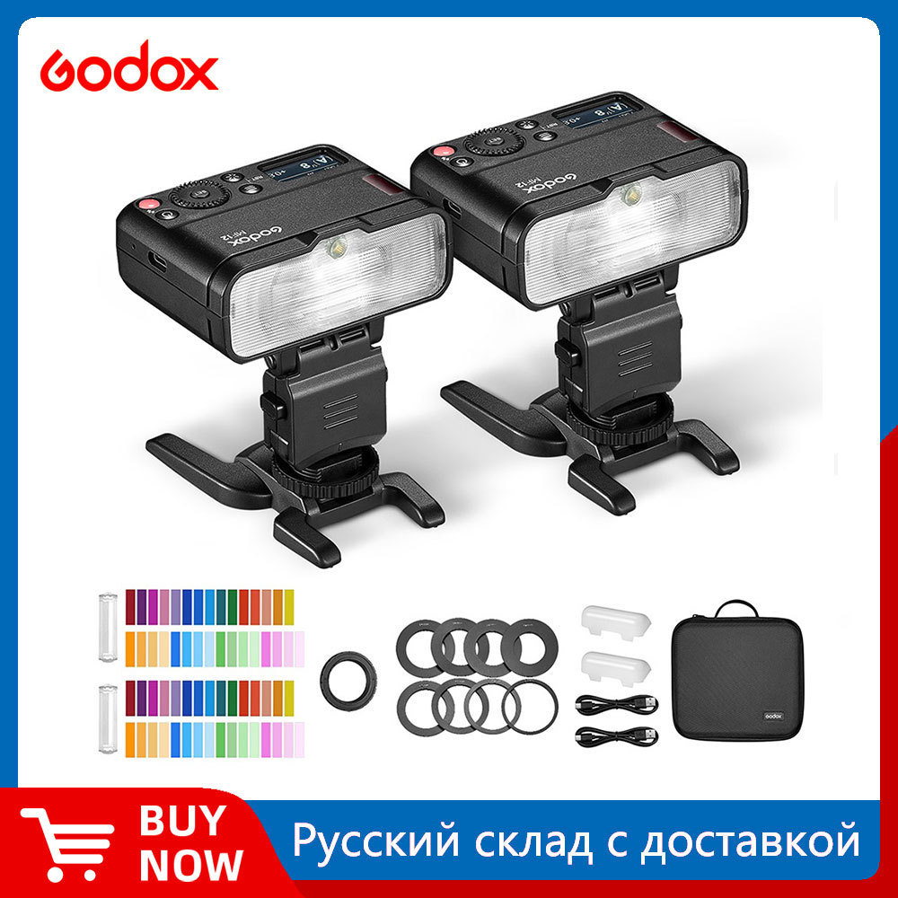 Godox MF12 MF12-K2 Macro Flash 2 ชุดไฟ Mini Speedlite ในตัวระบบ Godox X TTL แฟลช + ตัวกรองสีสําหรับภ