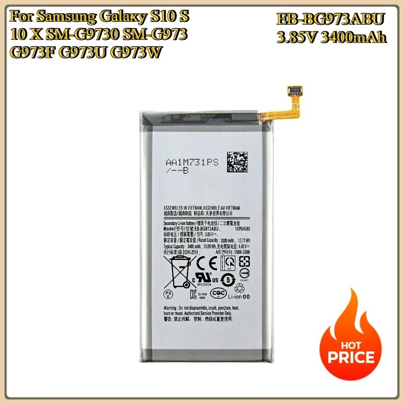แบตเตอรี่ใหม่สําหรับ Samsung Galaxy S10 S10 X SM-G9730 SM-G973 G973F G973U G973W EB-BG973ABU 3400mAh