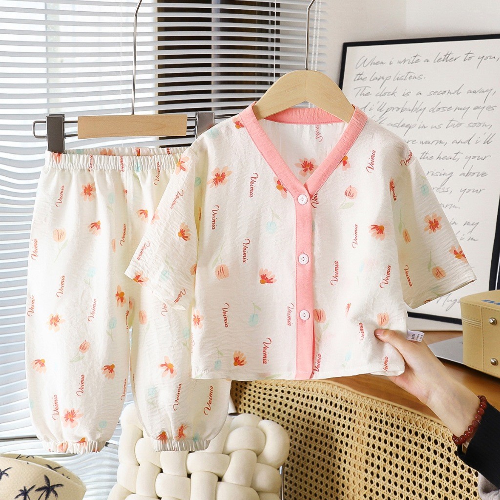 KIDSZONE เซ็ทชุดนอนเด็ก 2 ชิ้น เสื้อ+กางเกงขายาว รุ่น AJ96