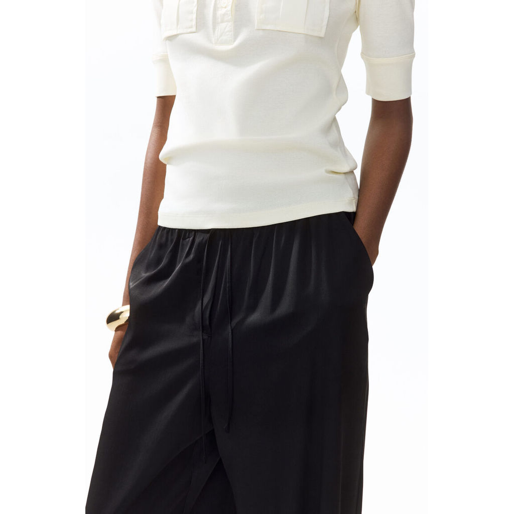 H&M(เอชแอนด์เอ็ม) กางเกงขายาวทรงกว้างพร้อมเชือกรูดเอว ผู้หญิง 1338362_1