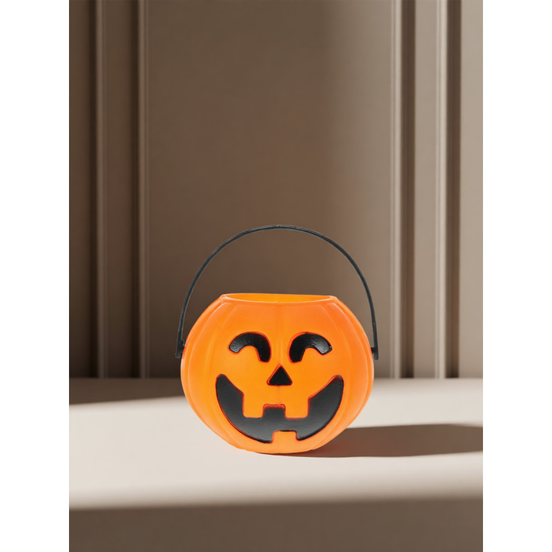 ตกแต่งฮาโลวีน LED เด็ก Pail Mini Trick Treat ถังสีส้มตกแต่งมือถือ zhenghtr