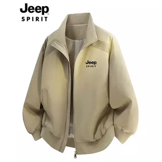 JEEP SPIRIT Men Stand Collar เบสบอล Flight Jacket Casual Windproof Outerwear Top Daily Fashion Coat