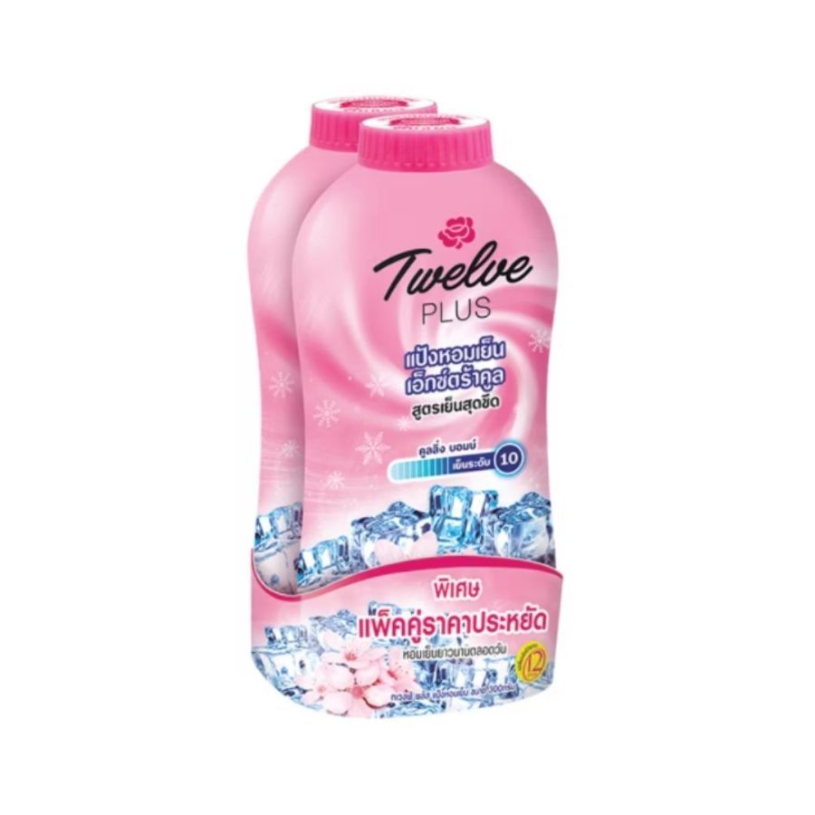 ทเวลฟ์พลัส แป้งเย็นสูตรเย็นสุดขีดสีชมพู 12Plus Extra Cool Powder Pink 270g.