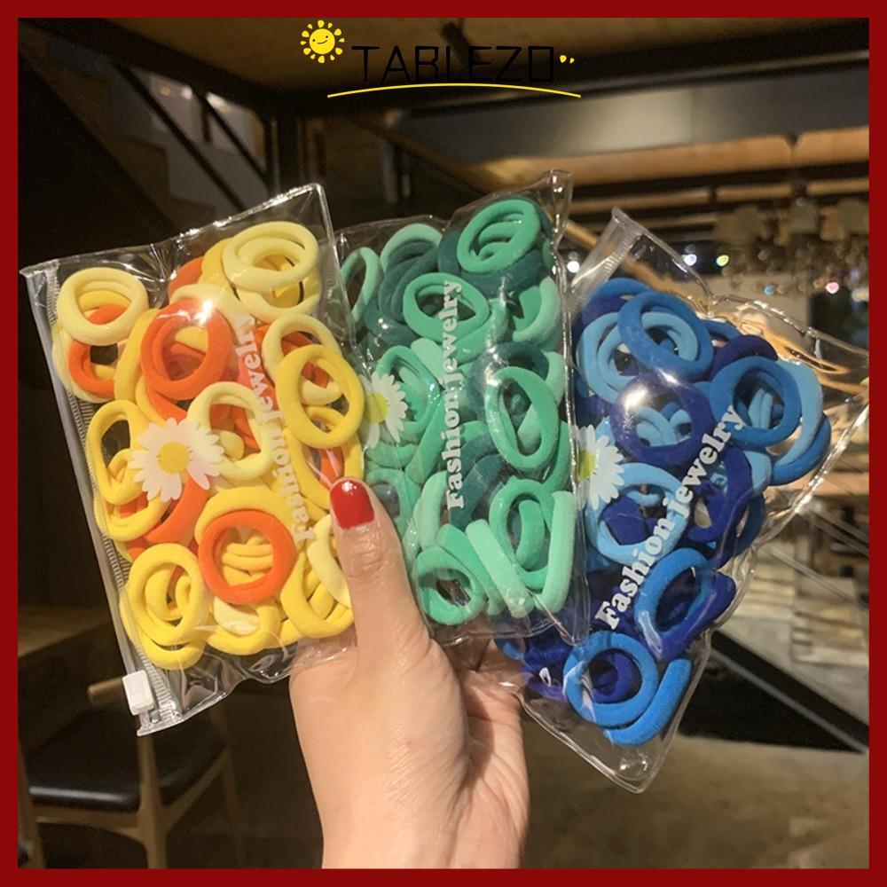 in สต็อกTABLEZO 50 ชิ้น/เซ็ตเชือกผม, Scrunchie ยางยืด, Candy Color Ponytail Holder Girls Women
