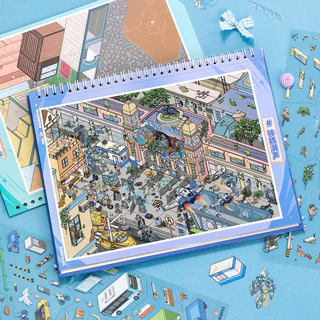 Street View Collection Book 1.0 สติกเกอร์ภูมิทัศน์ 3D Miniature ฉา Handmade Immersion diy สติกเกอร์ของเล่น Decompression