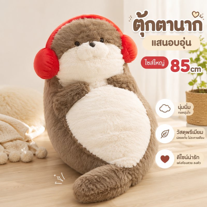 ตุ๊กตานาก ตุ๊กตาแมวน้ำ ผ้าฝ้าย PP นุ่มฟู ของขวัญวันเกิด ตุ๊กตาใหญ่ 40 70 สีชมพู น้ำตาล เขียว