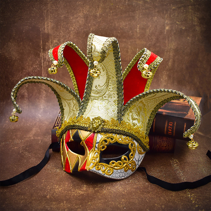 Retro Venice พร้อม Bell หน้ากากครึ่งหน้าวันหยุด Masquerade ฮาโลวีน Christmas Party Dress Up Props