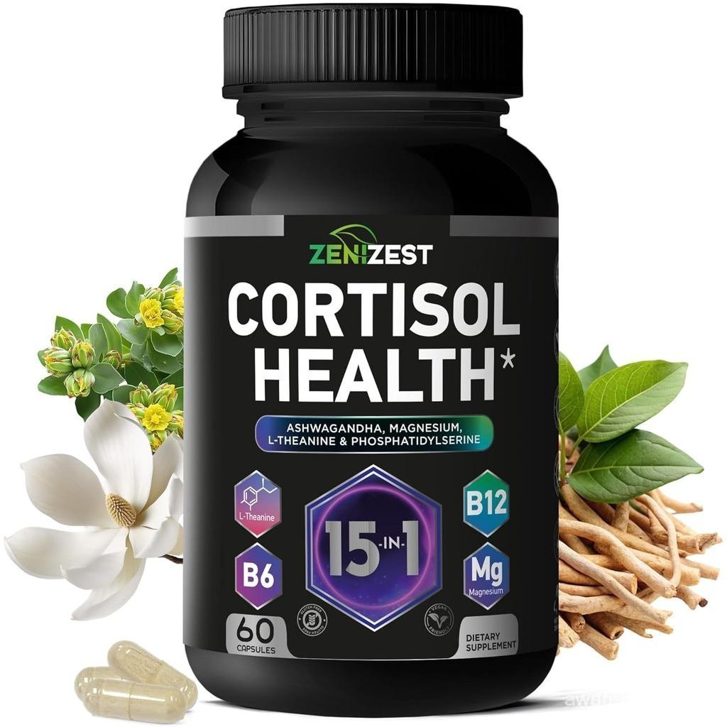 Cortisol for Women Men - Control & Lower High Cortisol Level - Adrenal Health Balance Cleanse Stress