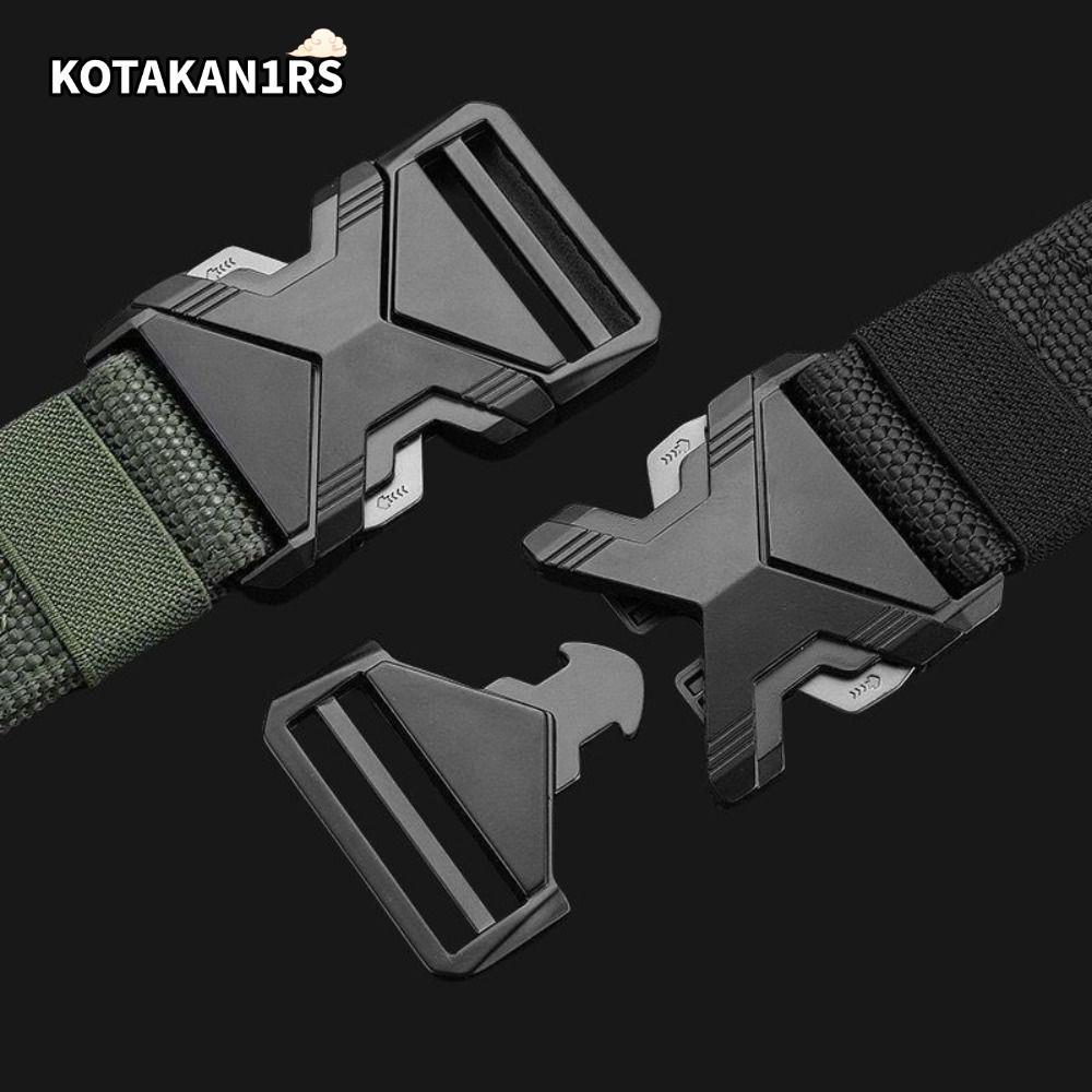 KOTAKAN1RS เข็มขัดผ้าใบผู้ชาย, เข็มขัดปลดเร็วอเนกประสงค์แบบหนา, เข็มขัดไนลอนระบายอากาศกลางแจ้ง