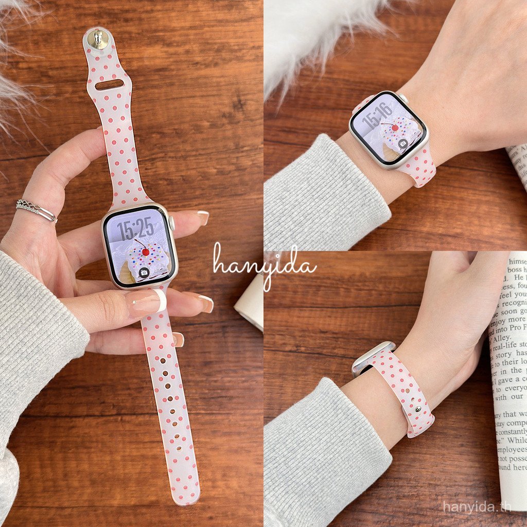 สายเยลลี่ลายจุดบาง TPU สําหรับ applewatch band iseries11 10 987654321, SE3, SE2, Ultra3, Ultra2 49mm