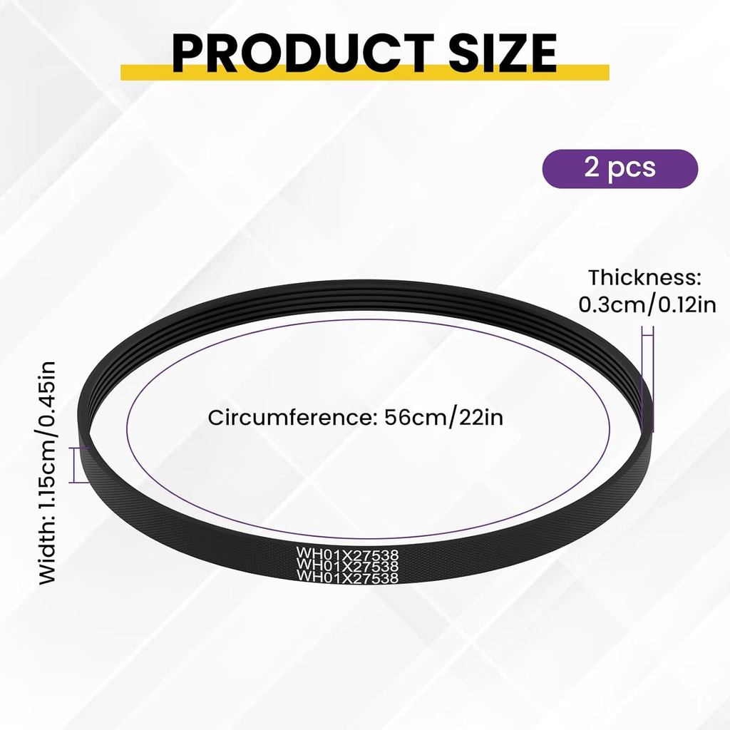 2 ชิ้น WH01X27538 เครื่องซักผ้าไดรฟ์เข็มขัดใช้งานร่วมกับ GE, Hot-point เสื้อผ้าเครื่องซักผ้า, เปลี่ย