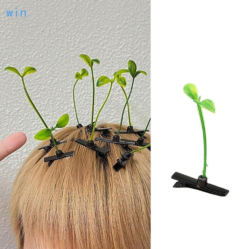 Win 10 ชิ้น Hairpins จําลองพืชคลิปผมน่ารักสาวผม Barrettes Headdress