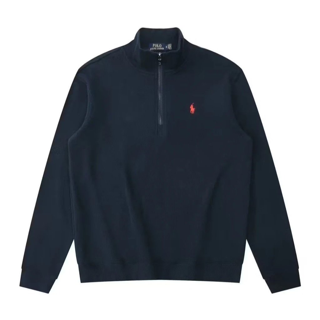 Ralph Lauren Sweatshirt Half Zipper POLO Mens Autumn Winter Stand-Up Collar Pullover Sweatshirt ปัก 