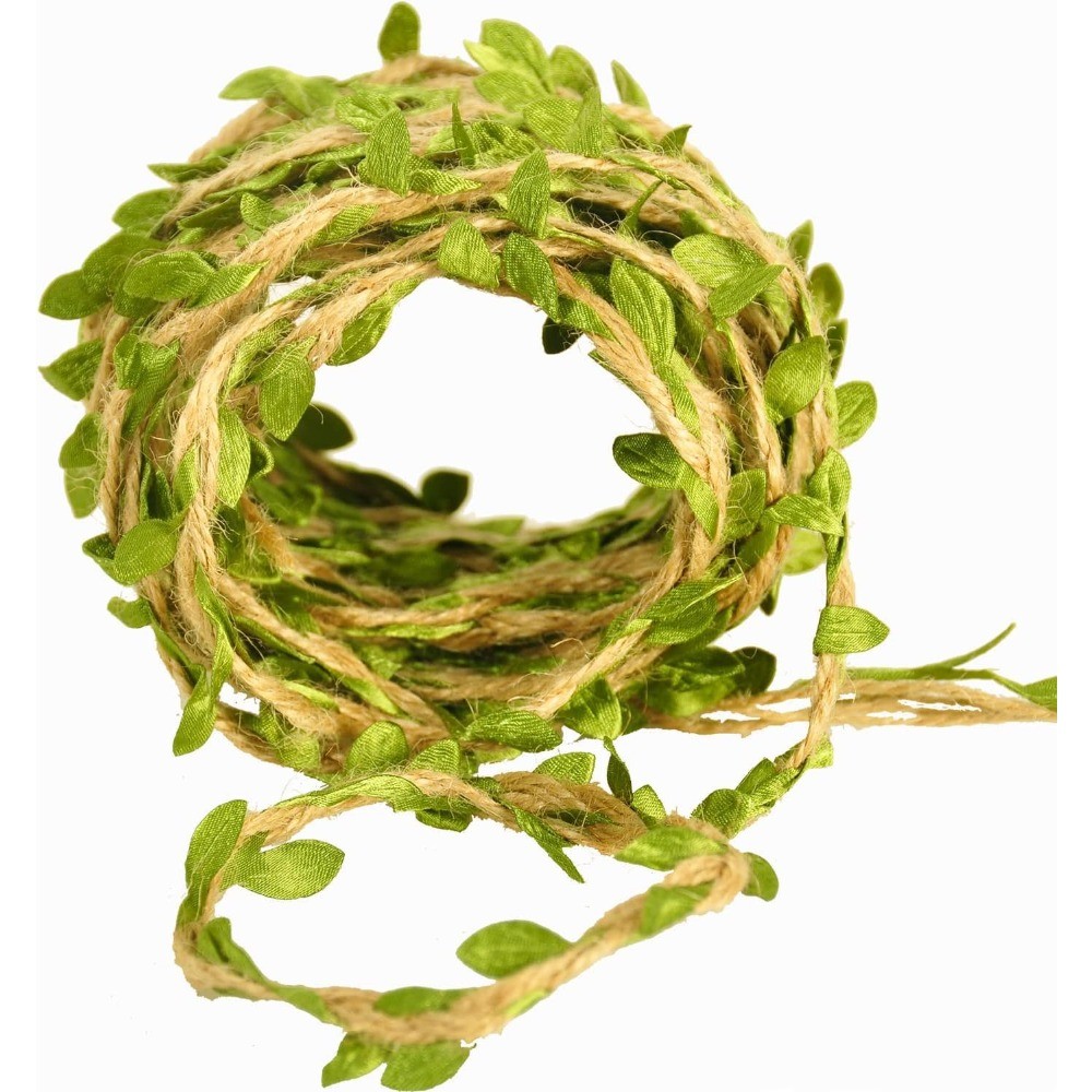 10M Burlap Leaf Ribbon Twine สําหรับงานฝีมือสําหรับ Safari Jungle Fairy Party Woodland Baby Shower Enchanted Forest ตกแต่ง