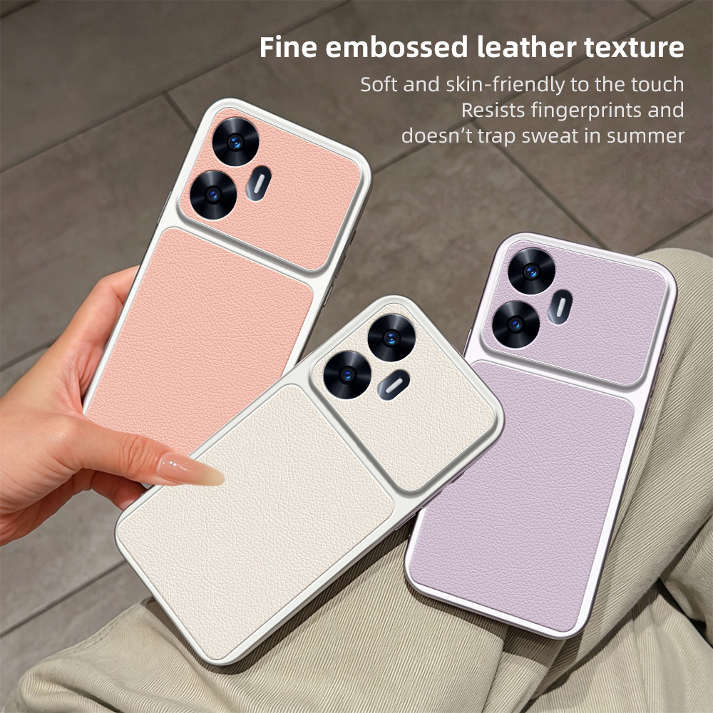 เคส Realme c55 RMX3710 Realme narzo n55 realmec55 ครอบคลุมเต็มหน้าจอป้องกันการตกนิ่มหนังเนื้อเคสโทรศ