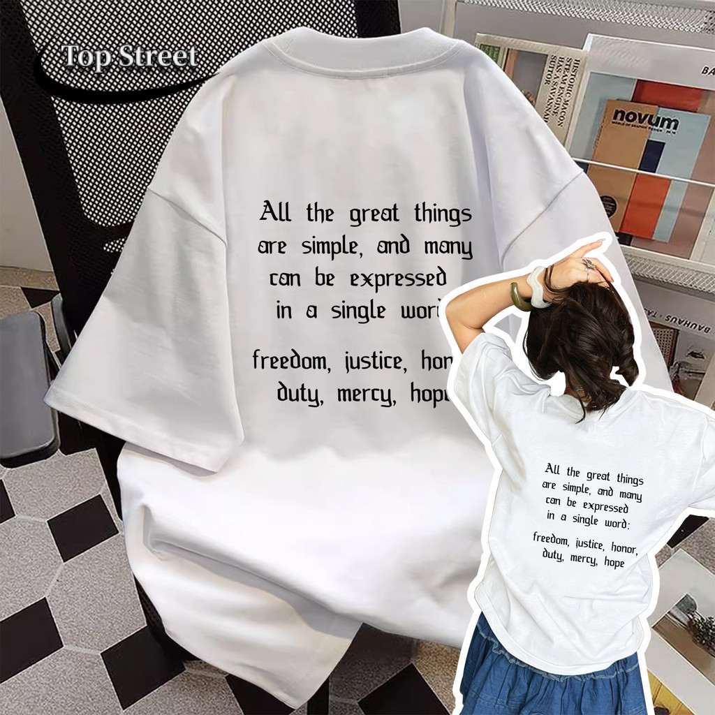 Top.street【ใหม่】 เสื้อแฟชั่น Oversize แขนสั้น โคตรนุ่ม ใส่สบาย พิมพ์ลาย 'HOPE' สไตล์เกาหลี Unisex COD