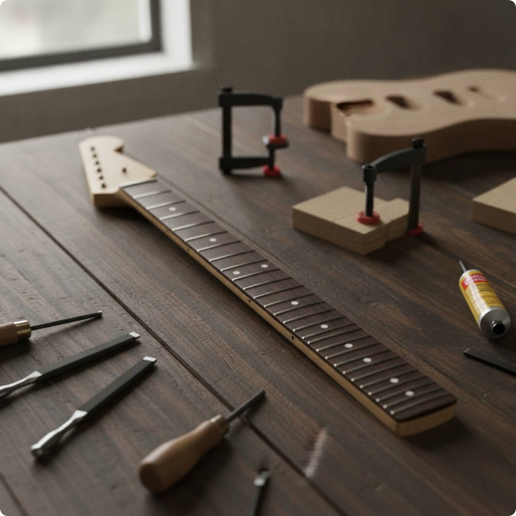กีตาร์ไฟฟ้าคอ Bolt-on Maple กีตาร์คอตรงธรรมชาติสําหรับผู้เล่น Luthiery