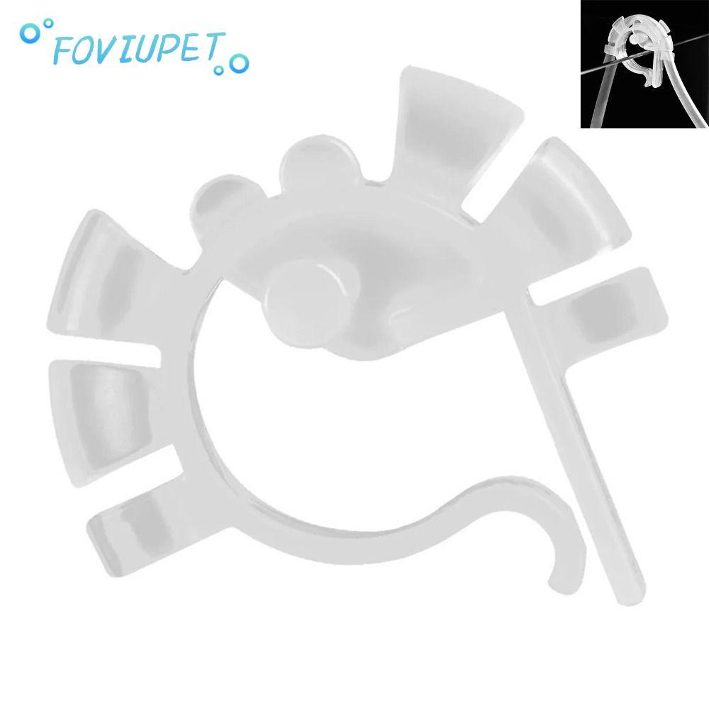 FOVIUPET 2 ชิ้น Aquarium Air Tube ผู้ถือพร้อมถ้วยดูดโปร่งแสงถังปลา Air Tube Fixing คลิป, เหมาะกับ 4-