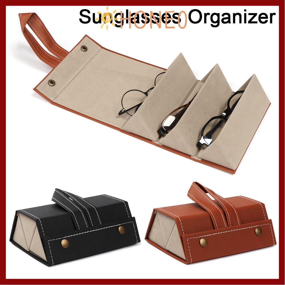 HONE แว่นตา Organizer หนัง PU Display แว่นตากันแดดแบบพกพา