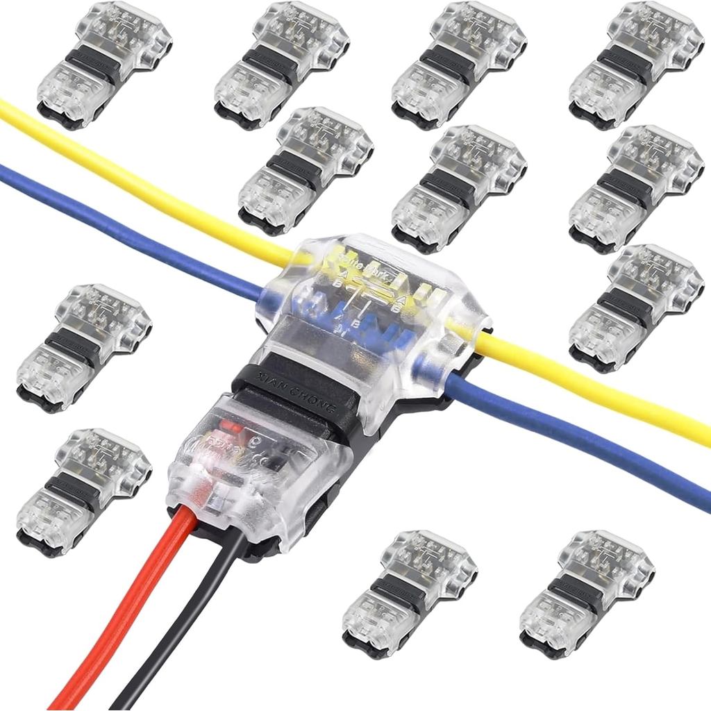 12 ชิ้น T Tap สําหรับ 14-18 AWG สายไฟ,ไม่มีปอกสายไฟ 3 ทางลวด Splice Connector 18 AWG 2 ขาขั้วต่อสายไ