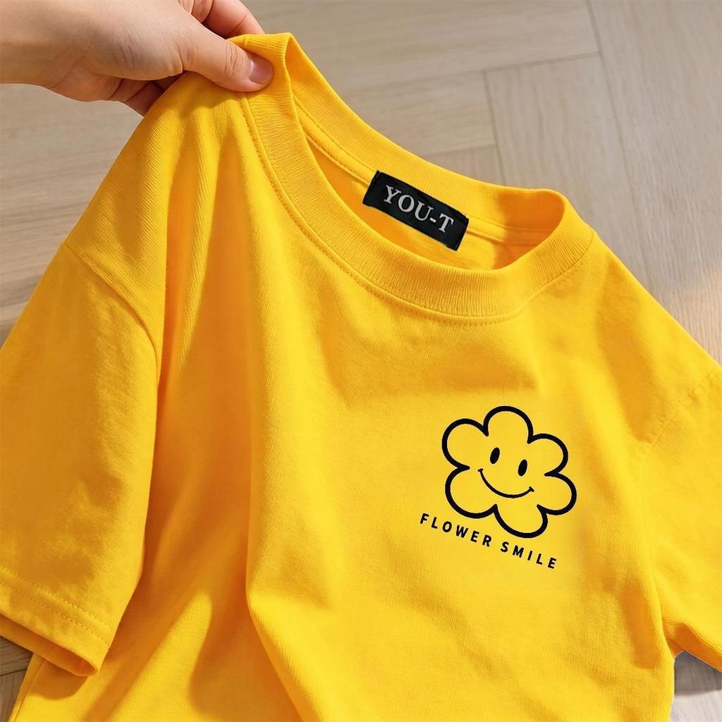 T42.SHOP🌸สื้อยืด oversize เสื้อแฟชั่น เกาหลี สตรีท ใส่สบาย โคตรนุ่ม ผ้าคอตตอน100% ลาย "FLOWER SMILE"