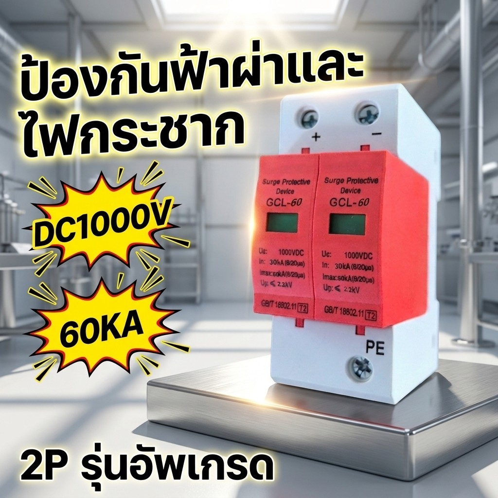 DC MCB 1000V 2P 32A/63A + DC Surge Protective Device (เบรกเกอร์ DC32A, DC63A แอมป์+กันฟ้า) ไฟฟ้ากระแ