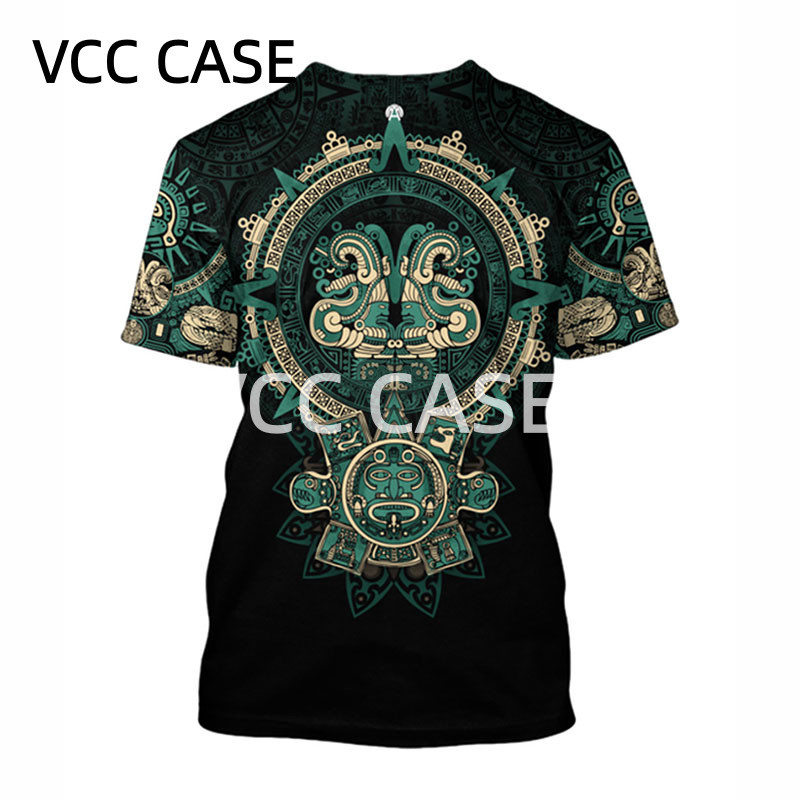 ฤดูร้อน 3D พิมพ์เม็กซิกัน Aztec เสื้อยืดสําหรับชาย Casual Street บุคลิกภาพแขนสั้น Retro O-คอหลวม Tee