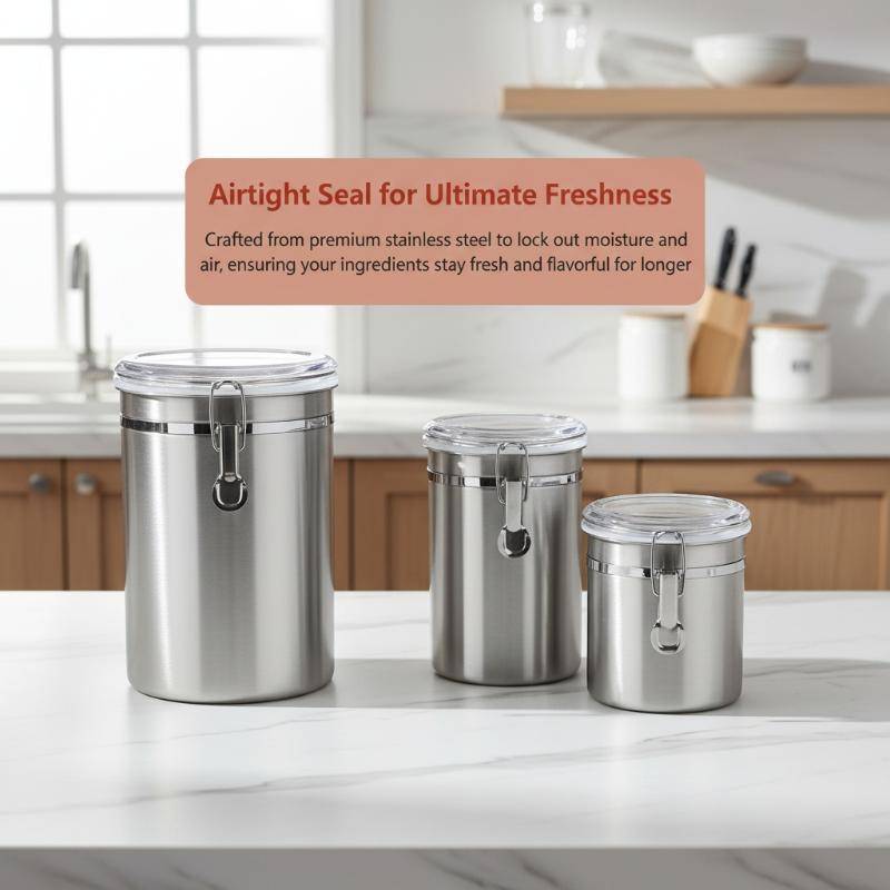 Qrewn 1.2L Airtight Coffee Bean Storage คอนเทนเนอร์สแตนเลสสูญญากาศปิดผนึก Jar สําหรับถั่วสดห้องครัวส